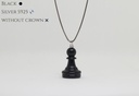 Collier Pion noir Argent S925 sans couronne